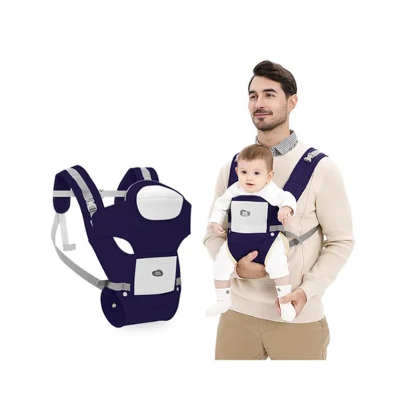 Kids Station Baby Carrier with 6 Carry Positions, Patented Design, Baby Carrier made up of Cotton, Designed for Indian Environment, Adjustable New-Born to Toddler Carrier (Blue, Cuddle Times)