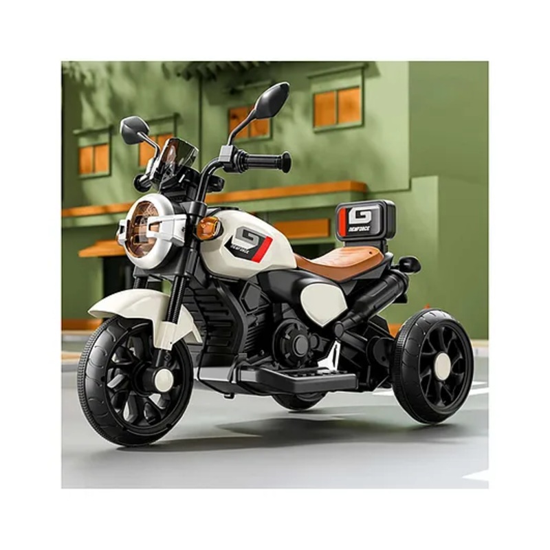 Kidsmate Ride Xtreme Electric Bike for Kids | Battery-Operated Ride-On Bike with 6V Battery, MP3 Player, USB, Bluetooth & LED Lights – White