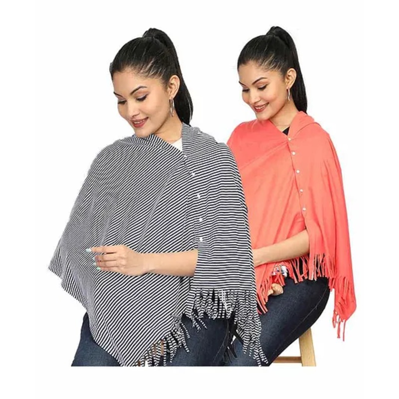 Nene Multi Purpose Mother’s Breast Feeding Shawl Pack Of 2 – Grey Orange