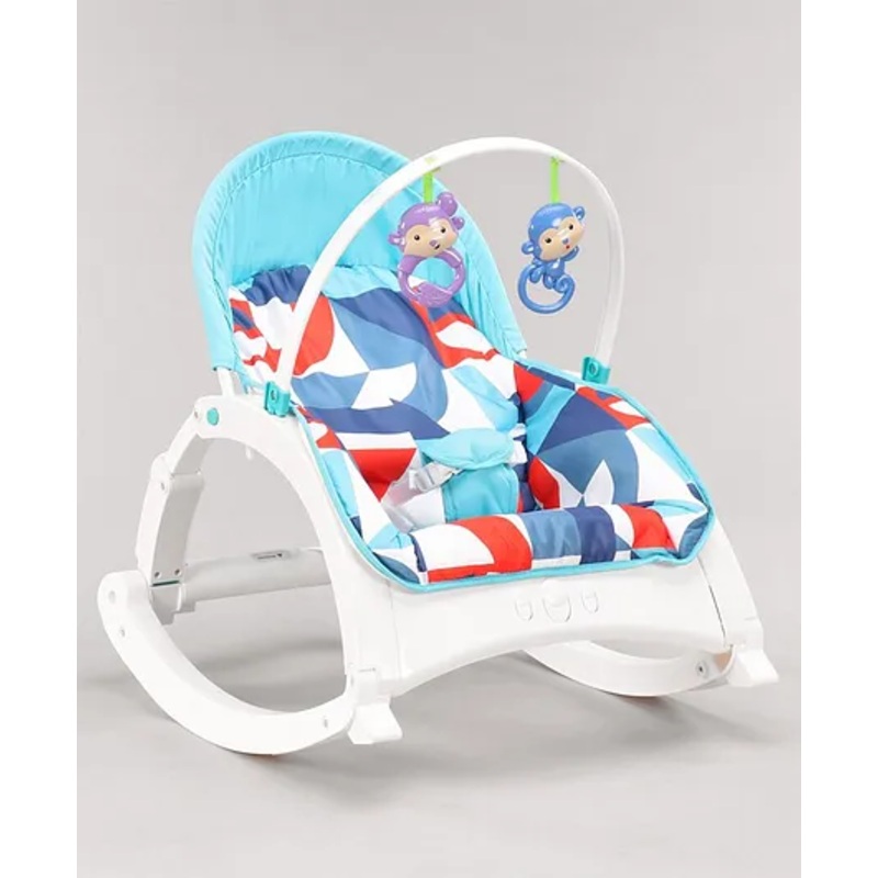 Play Nation Portable Baby Rocker With Music Soothing Vibration & Feeding Tray with Toys-Blue