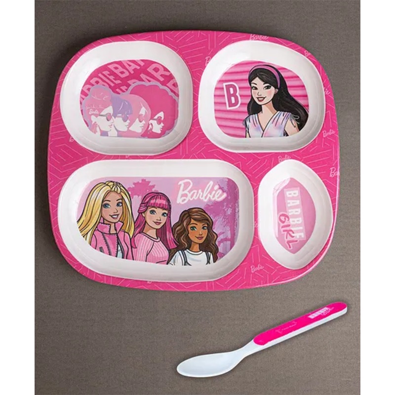 Superware Melamine Kids Partition Plate with spoon – Barbie-Wispy Forest