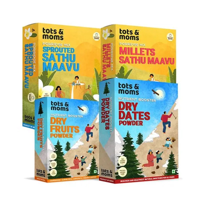 Tots & Moms Foods Weight Gaining Foods Combo Pack of 4 – 200 gm, 100 gm