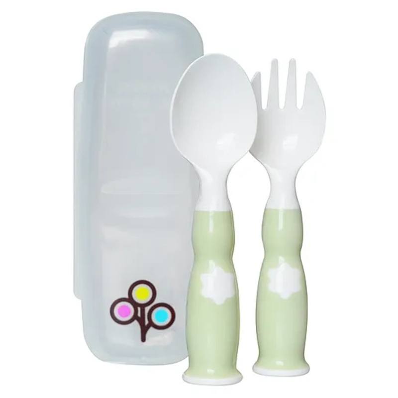 ZoLi Ergonomic Fork & Spoon Set with Travel Case – Green