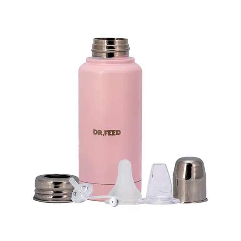 Adore Dr.Feed D2 Stainless Steel 3 Stage Double wall Insulated Hot and Cold Feeding Bottle-300ml – Pink