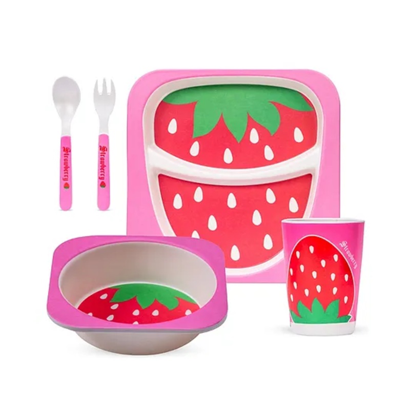 Adore Hey Ya! Bamboo Meal Sets – Pack of 5 accessories- Strawberry