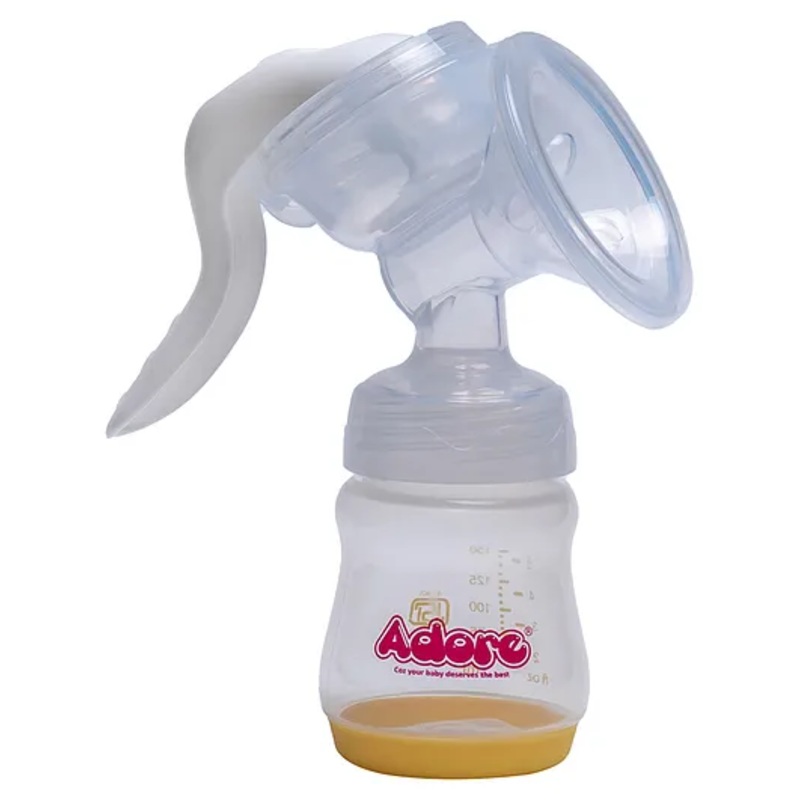 Adore Wowsome 3 Stage Manual Breast Pump with Feeding Bottle- Yellow