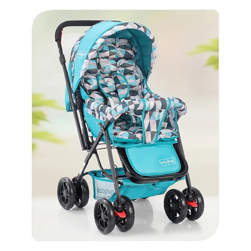 Babyhug Cocoon Stroller With Mosquito Net & Reversible Handle – Sea Green