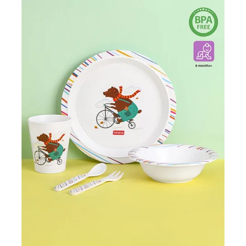 Babyhug Feeding Set Printed Multicolor Set of 5 (Print May Vary)