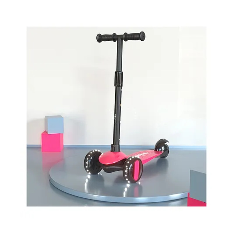 Baybee Alpha Kick Scooter for Kids, Smart 3 Wheel Kids Scooter with 4 Height Adjustable Handle, Runner Scooter with Led PU Wheels & Brake, Skate Scooter for Kids (Pink)