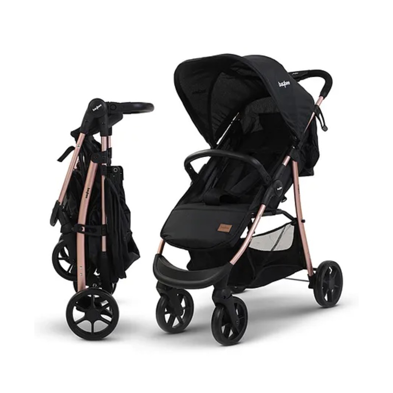 Baybee Infant Baby Pram Stroller for Newborn Babies with Aluminum Frame 3-Position Adjustable Seat & Canopy Bassinet Safety harness Storage Basket & Rear Brake – Pink