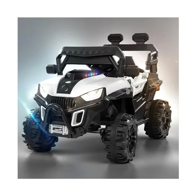 Baybee Roger Rechargeable Battery Operated Ride on Kids Baby Car with Music Bluetooth USB Seat Belt & LED Light (White)