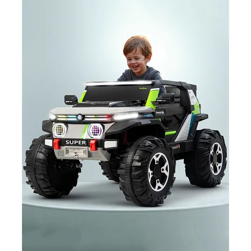 Baybee Thor 44 Battery Operated Jeep for Kids, Ride on Toy Kid Car with Dual Seat, LED Light, Bluetooth & Music | Baby Big Battery Cars | Electric Jeep Car for Kids (Grey)