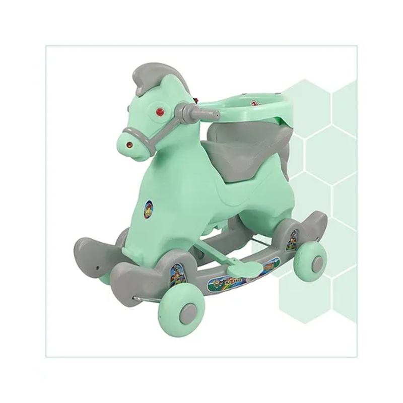 Dash Marshal 2 in 1 Ride on with Music & Backrest Support Horse Rider – Green