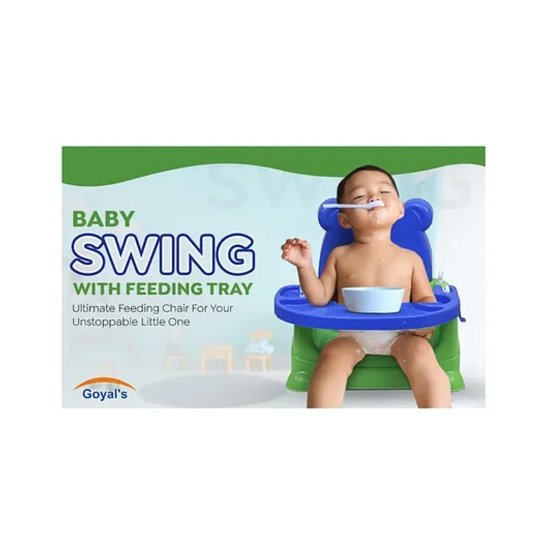 Goyal’s 6 in 1 Baby Booster Seat Cum Swing with Feeding Tray – Green Blue