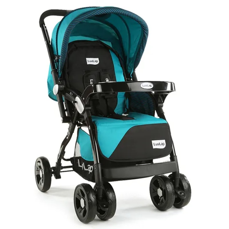 LuvLap Galaxy Baby Stroller for 03 Years, 5-Point Safety Harness, Multi Recline Seat, Easy Fold Design, Cushioned Seat, Lightweight Frame for Comfortable Baby Transport  Green & Black