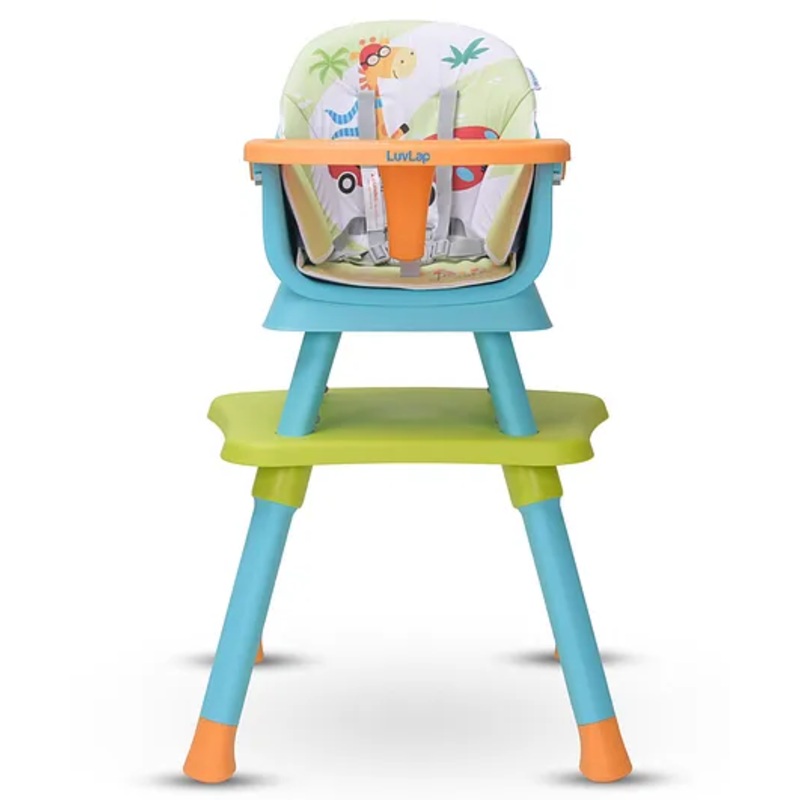 LuvLap Multifunction 6-in-1 Baby High Chair, Booster Chair, Dining Chair, Study Desk, Game Table, Stool, 5-Point Harness, Green & Blue (6-36 Months)