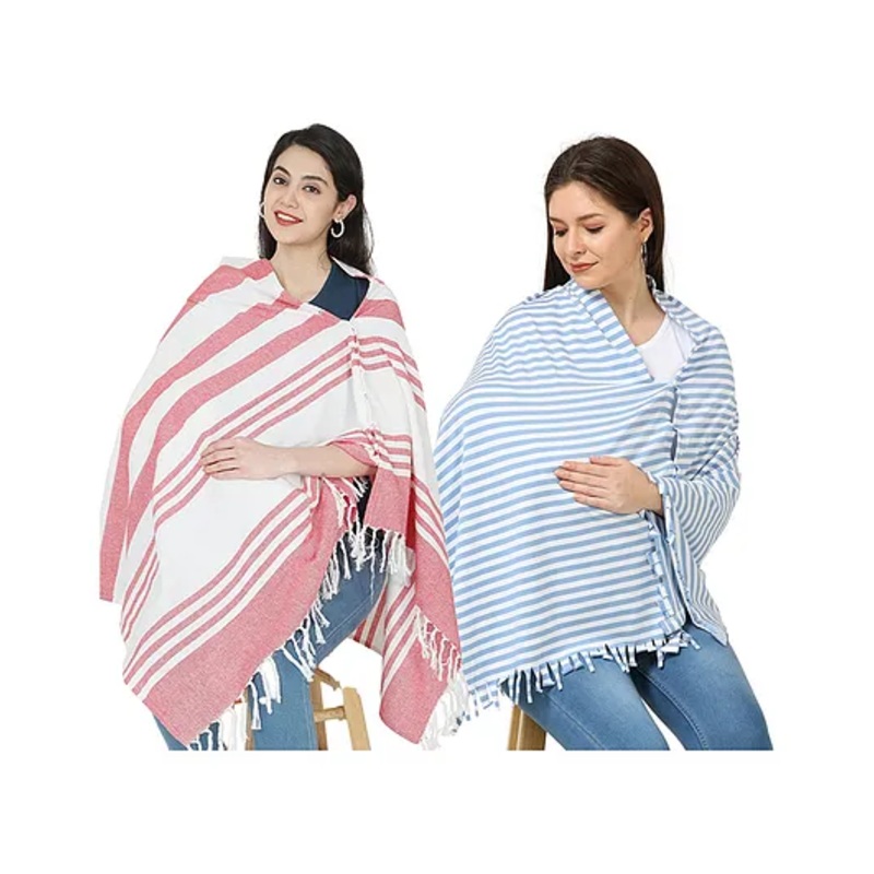 Nene Mother’s Multi-Purpose Large Size Nursing Feeding Scarf Wrap Stole Stripes Pack of 2 – Multicolor