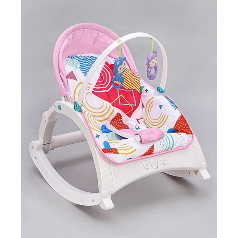 Play Nation Newborn To Toddler Portable Baby Rocker With Music Vibration & Toys -Pink