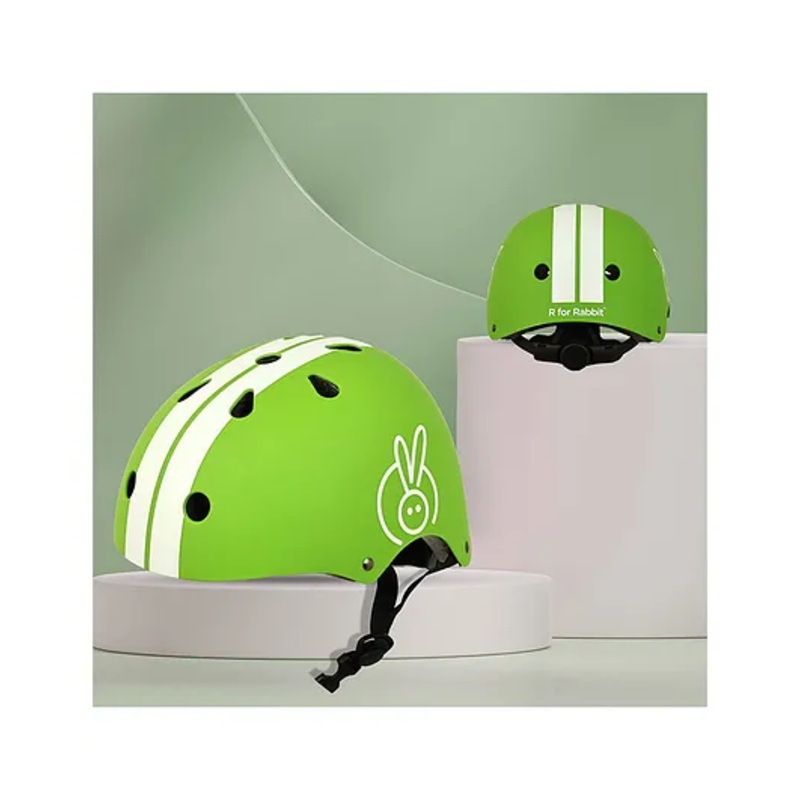 R for Rabbit Helmet for Kids Safety Certified Lightweight & Adjustable for Skating Cycling Scooter with ABS & EPS Material – Green