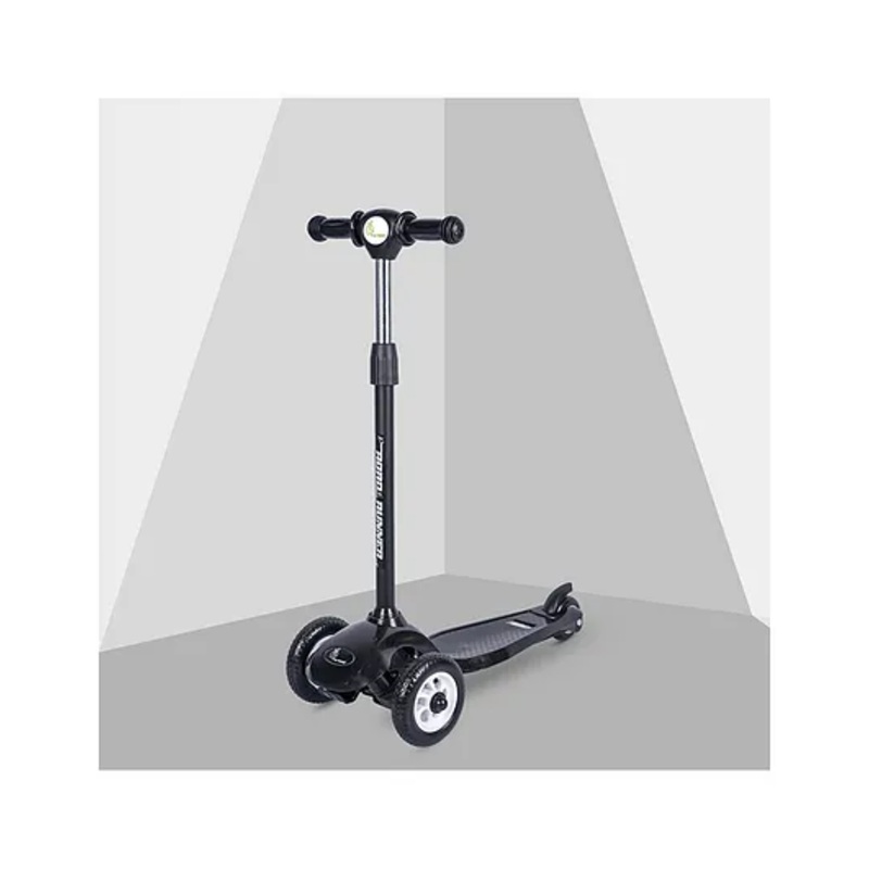 R for Rabbit Road Runner Junior Scooter for Kids of 2 to 4 Years Age, 3 Level Height Adjustment, PVC Wheels & Weight Capacity Upto 50 kg Kick Scooter with Brakes (Black)