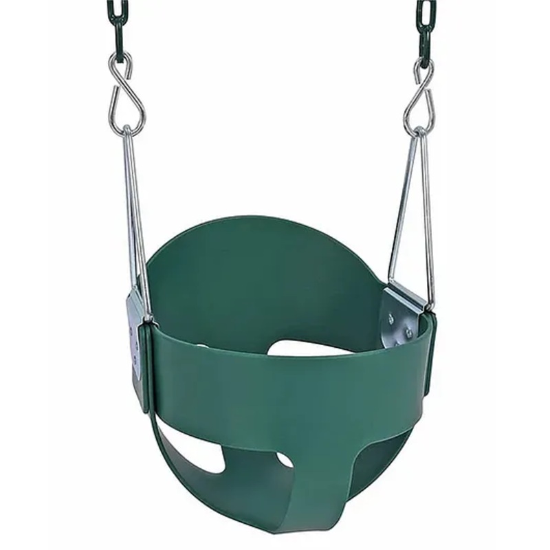 Take Me Away High Back Full Bucket Toddler Swing Seat with Yellow Coated Swing Chains Fully Assembled – Green