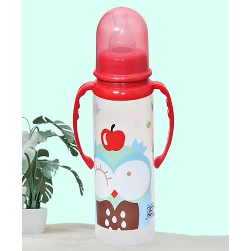 The Cheeky Kidzz Baby Feeding Liquids Milk Feeder Polypropylene Slim Neck 250 ml Bottle Sipper With  Anti Colic Silicone Nipple BPA Free (PINK)
