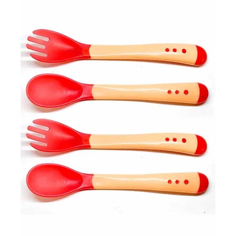The Little Lookers Temperature Sensing  Spoon & Fork Pack of 4 – Red