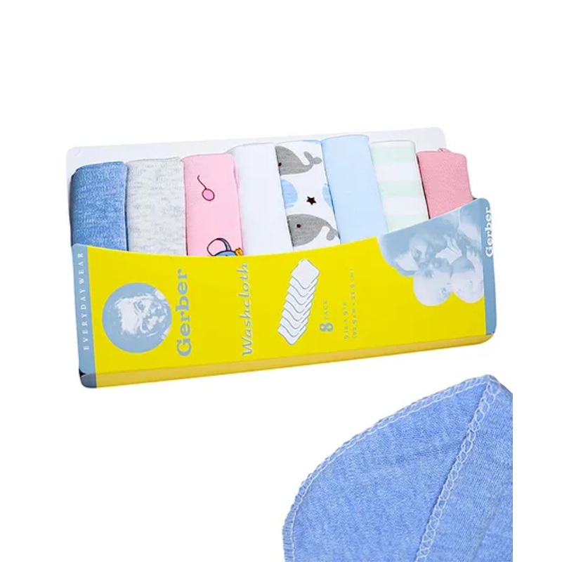 The Little Lookers Terry Cotton Wash Cloth Pack of 8 – Multicolor