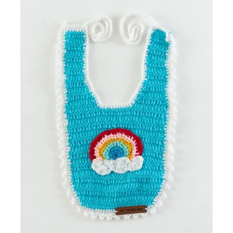 The Original Knit Rainbow Design Bib – Blue