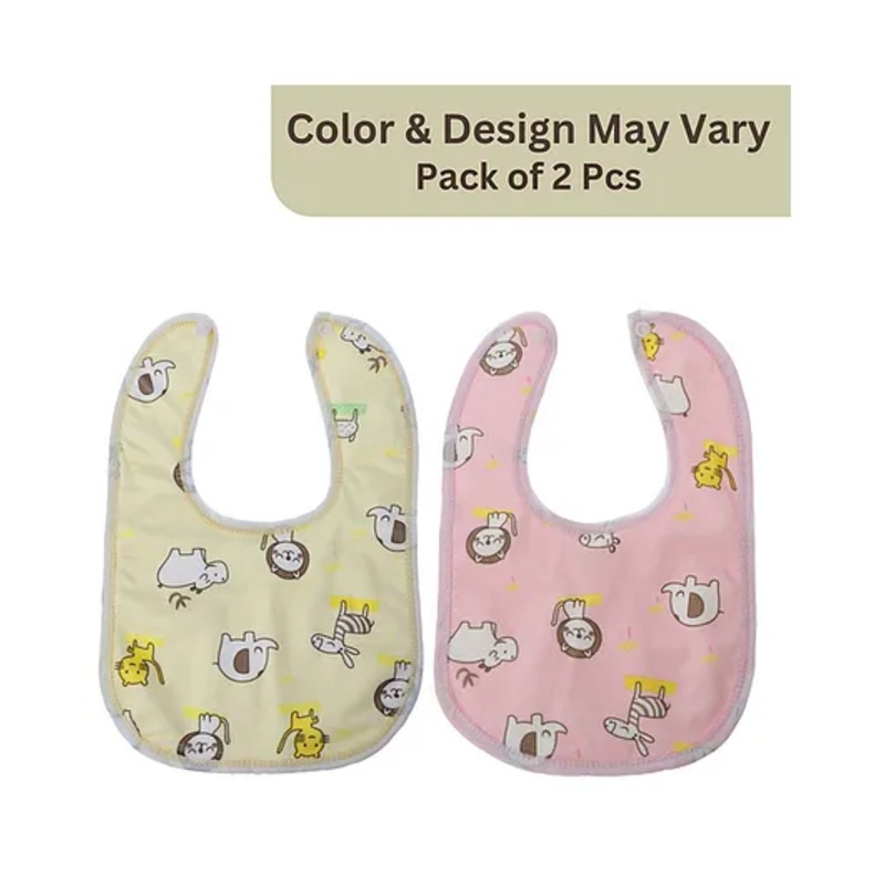 BitFeex Waterproof Feeding Bibs with Snap Button Closure Print- Pack of 2, Color & Design May Vary