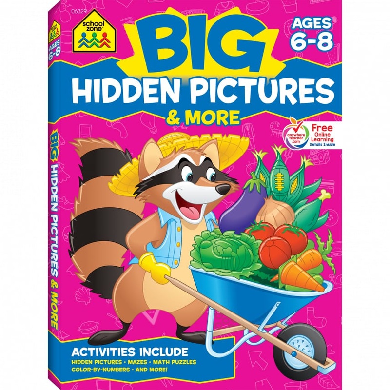 School Zone BIG Hidden Pictures & More Workbook Ages 6-8