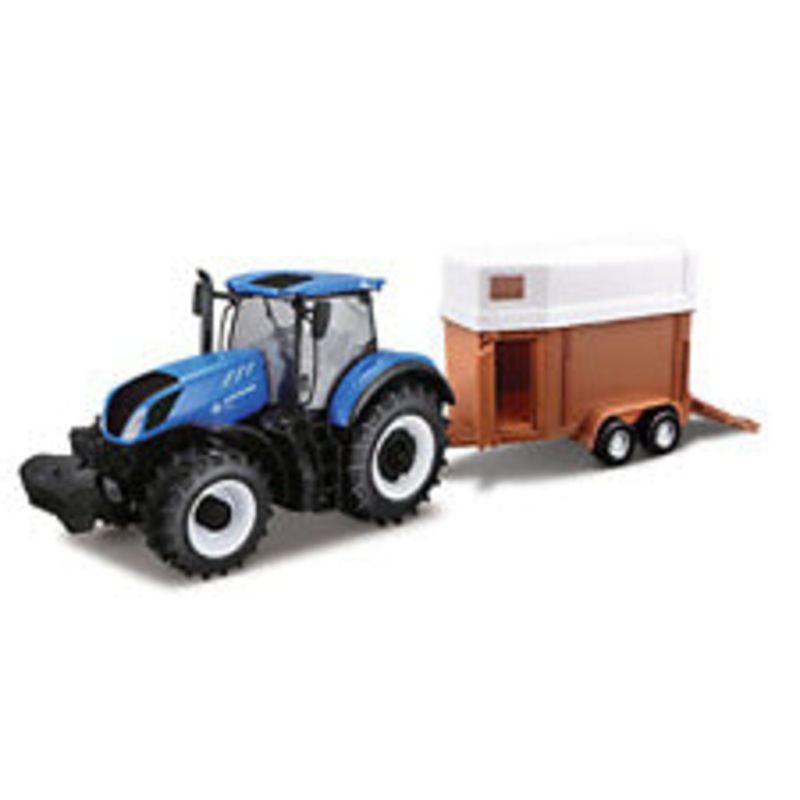 Burago 10cm New Holland Tractor with Horse Box