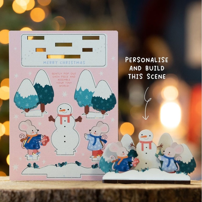 Pop Out Card | Mice & Snowman