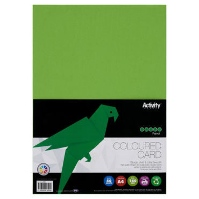 A4 Card Parrot Green 160gsm 50pk