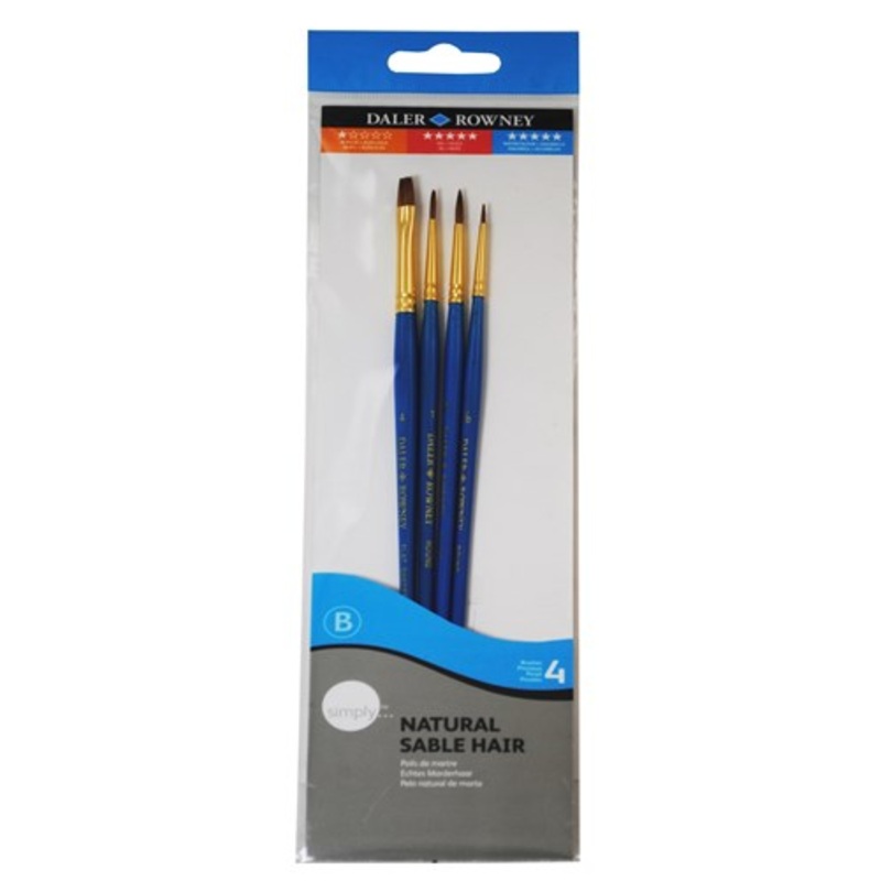 Daler Rowner | Simply Natural Sable Short 4 pc Paint Brushes