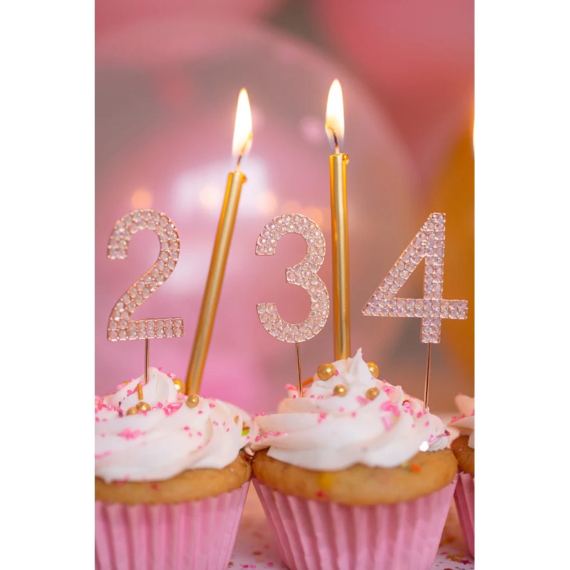 Great Pretenders Rhinestone Cake Topper Numbers – Pink