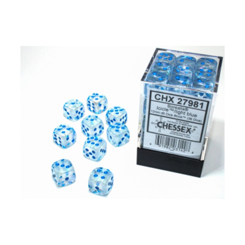 Borealis Icicle/Light Blue 16mm D6 Dice Block