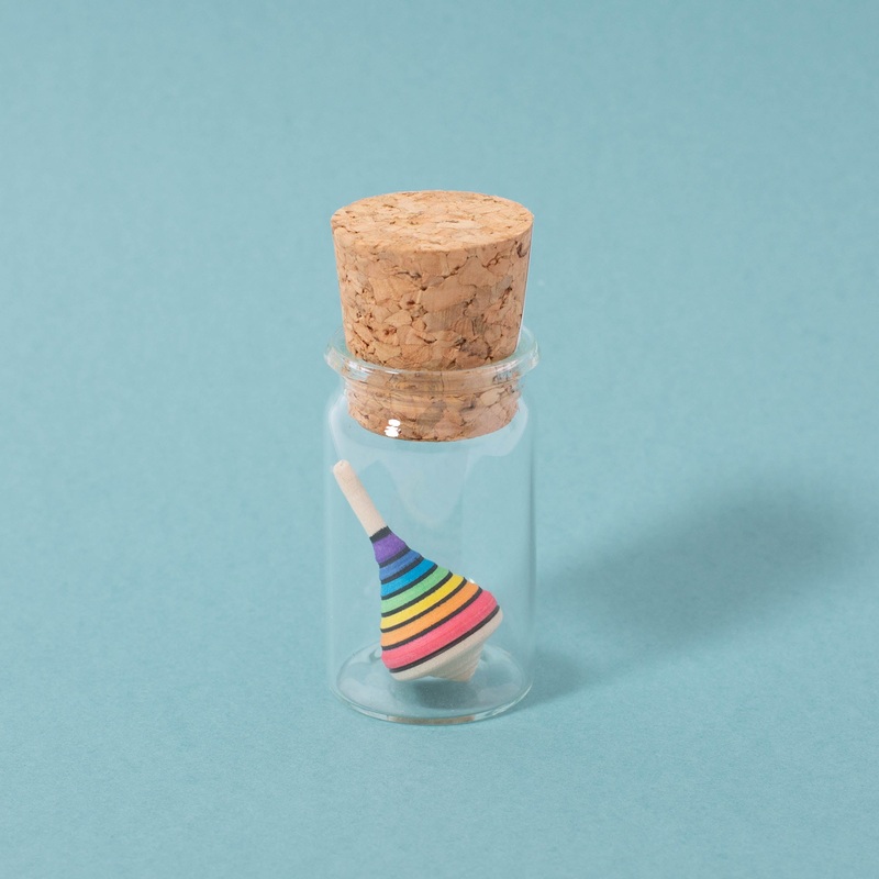 Mini Rainbow Spin Top in glass