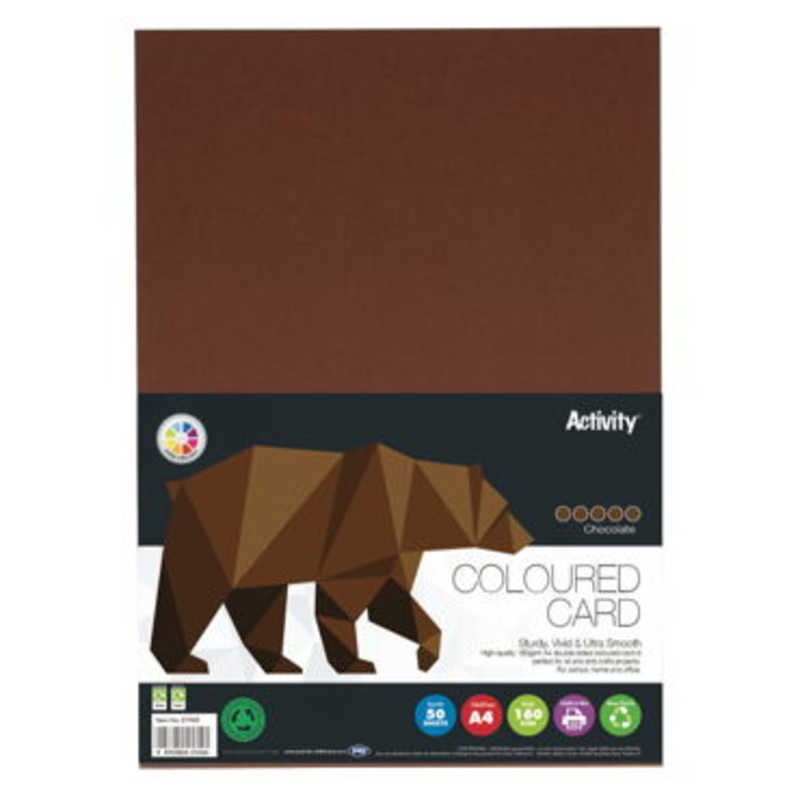 A4  Card Chocolate 160gsm 50pk