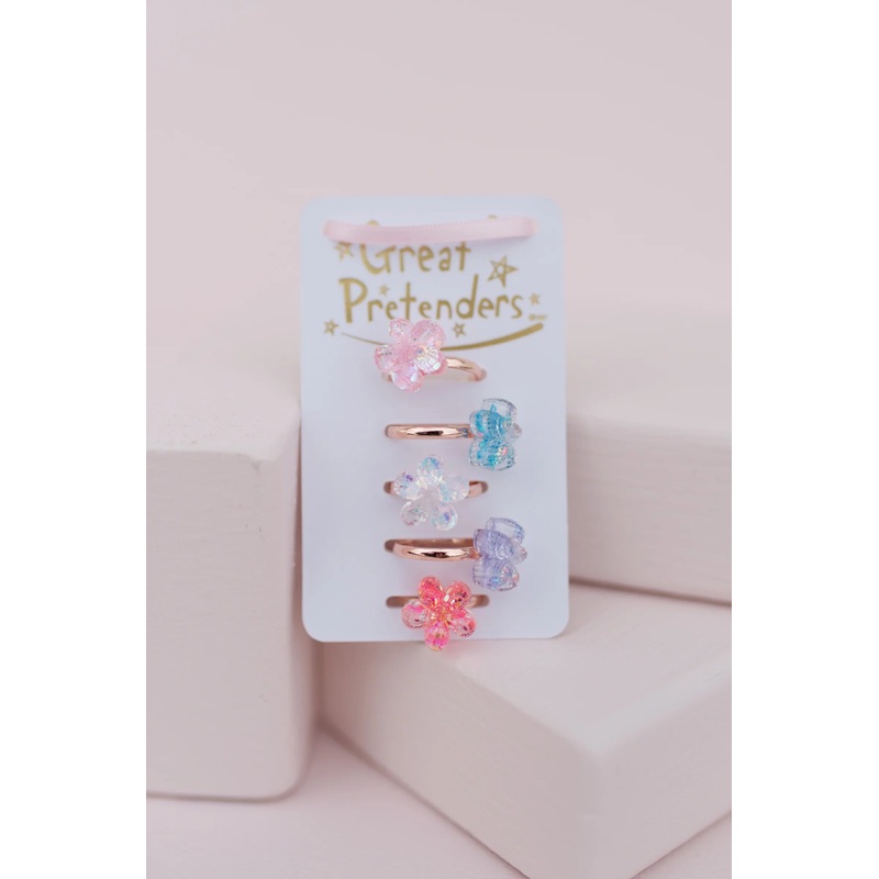 Great Pretenders 90202 Boutique Shimmer Flower Rings 5pc