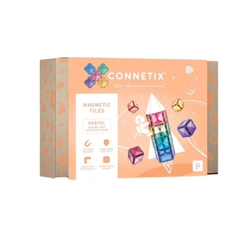 Connetix Magnetic Tiles – Pastel Square 40pcs