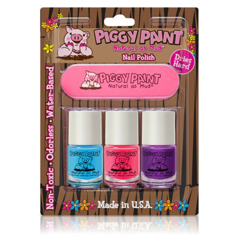 Piggy Paint 3 Pack with Nail File – Forever Fancy, Seaquin, Girls Rule