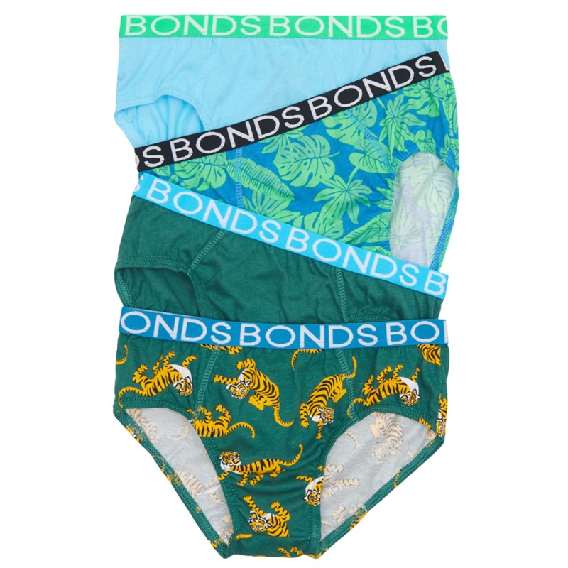 Bonds Boys Briefs 4 pack Run Wild Tiger