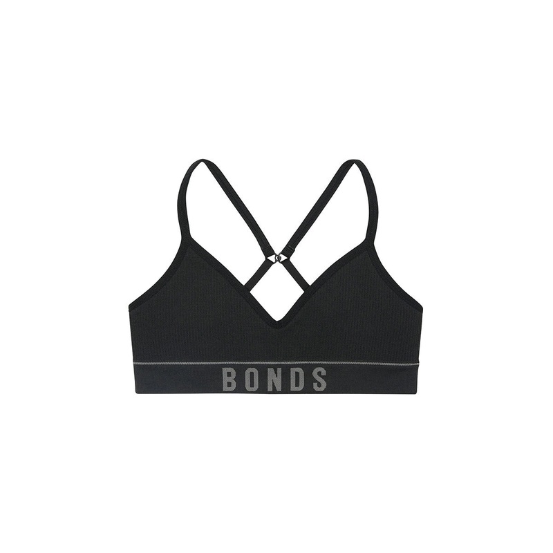 Bonds | Girls Retro Rib Contour Crop Black