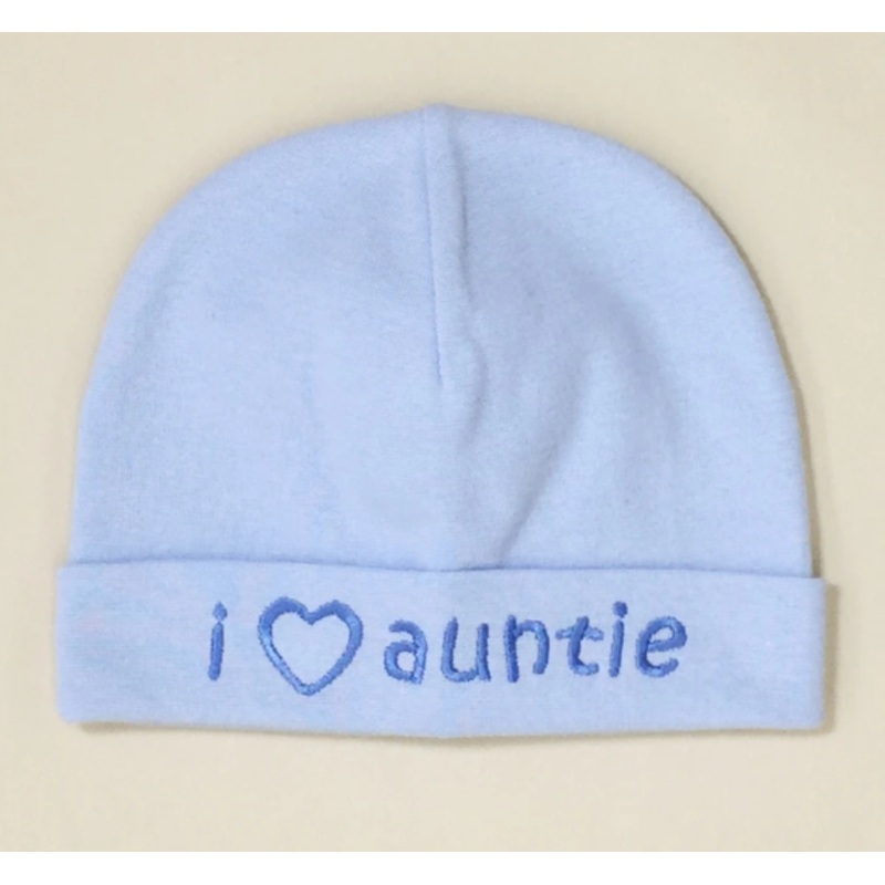 Itty Bitty FINAL SALE Baby Hat I Love Auntie Blue