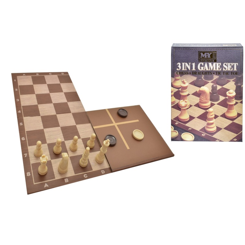 3 in 1 CHESS/CHECKERS & TIC TAC TOE GAME SET