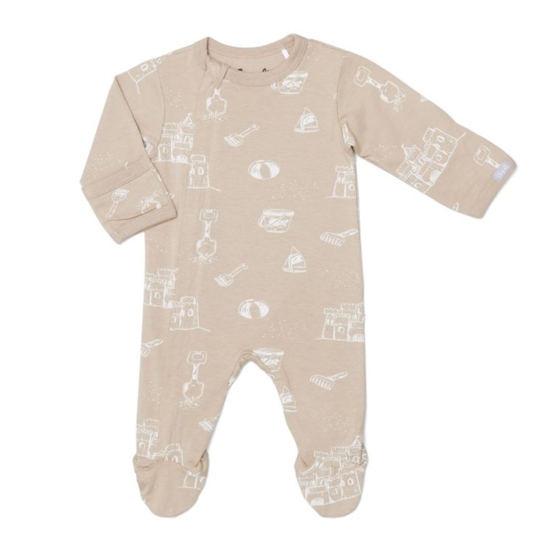 Coccoli Modal Zipper Footie Sand Castles on Moonlight