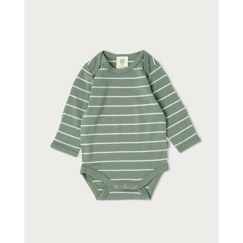 Babu | Merino Bodysuit Sage Stripe