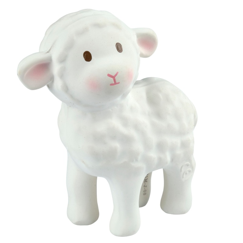 Tikiri Organic Natural Rubber Teether, Rattle & Bath Toy Bahbah the Lamb