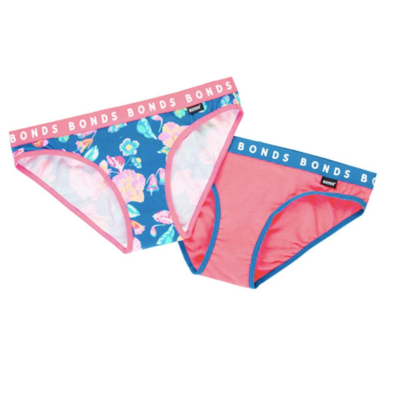 BONDS | Girls Hipster Bikini 2pk Chillin Floral Calypso Green